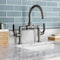 Kingston Brass Whitaker Industrial Style Bridge Bathroom Faucet W/Pop-Up Drain, Blk SS KS217KLVN - alternate 2